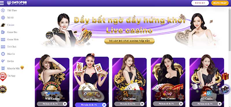 Sảnh chơi Casino trực tuyến tại ontop88