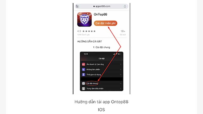 Hướng dẫn tải app ontop88 ios