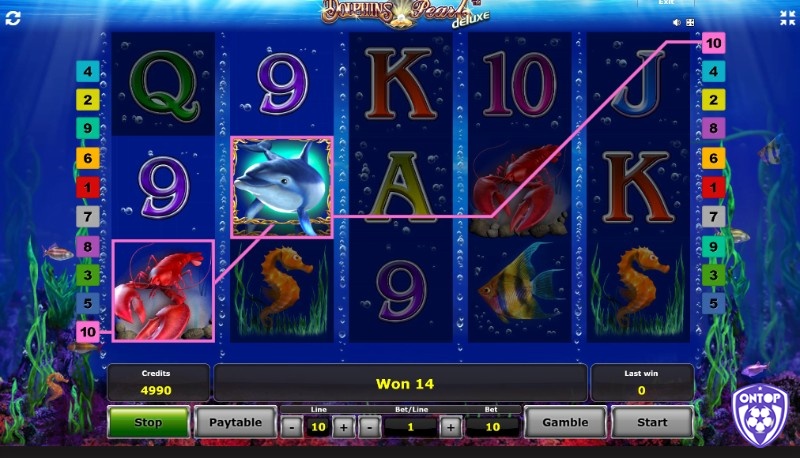 Dolphins Pearl Deluxe slot game có 5 cuộn 10 dòng thanh toán