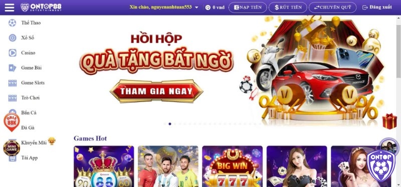 Nhà cái ontop88 là địa chỉ uy tín để chơi cá cược