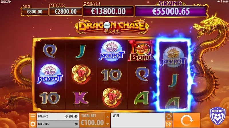 Quay được 3 biểu tượng Jackpot sẽ kích hoạt Dragon Pearl respin