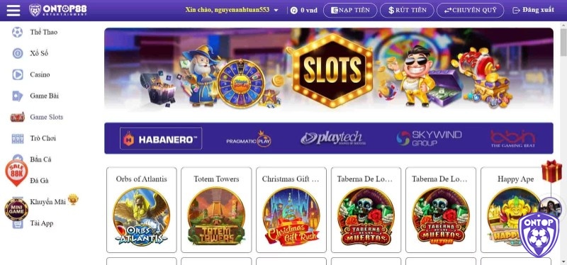 Tham gia chơi Slot Machine tại nhà cái Ontop88