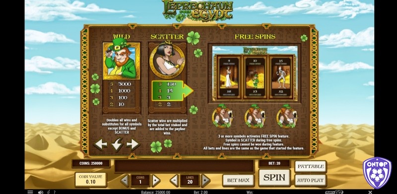 Tính năng thưởng trong Leprechaun Goes Egypt