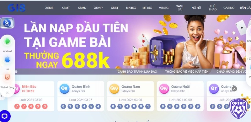 Giao diện của web cược bắt mắt với màu sắc hài hòa