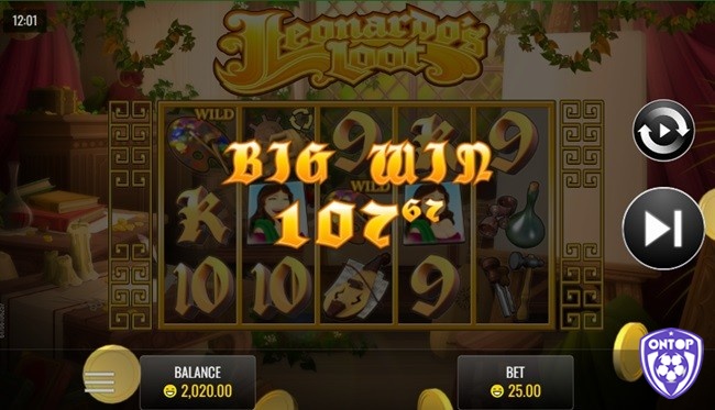 Nhấn nút tròn ở phía bên phải màn hình để quay thưởng slot game