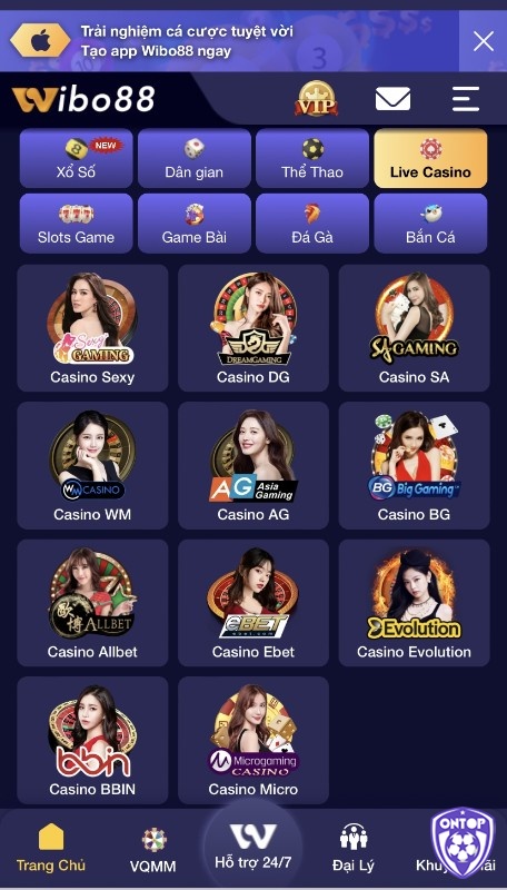 Tại web cược này cung cấp nhiều sảnh live casino theo xu hướng mới nhất