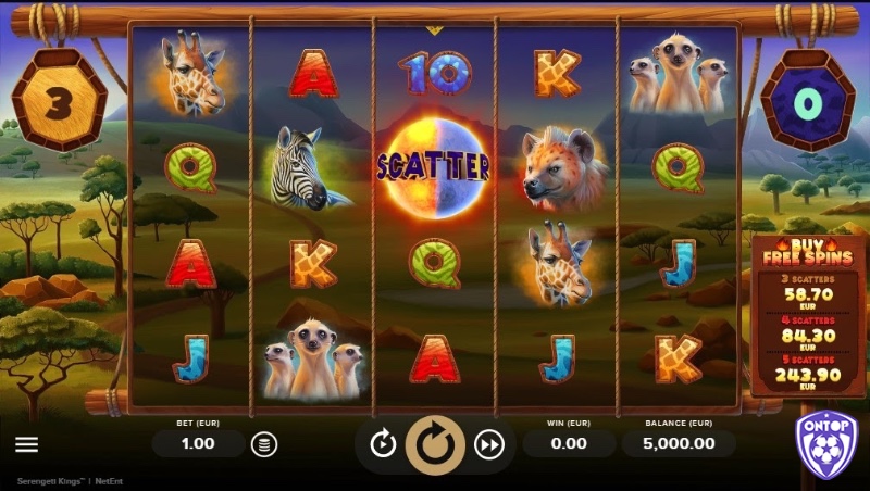 Giao diện chính của slot game với các biểu tượng hoang dã khác nhau