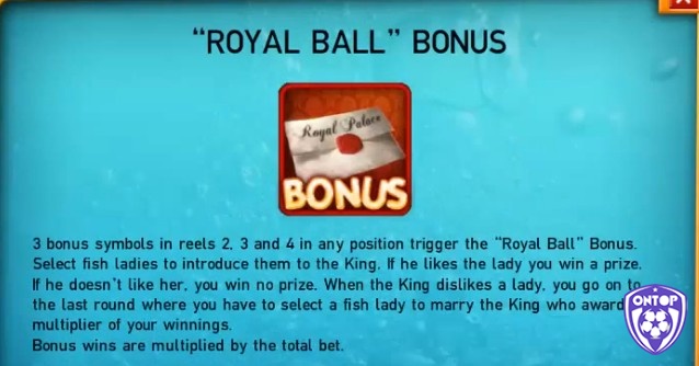 Royal Ball Bonus cho phép bạn chọn thưởng bằng cách nhấp vào bạch tuộc mà vua bạch tuộc thích