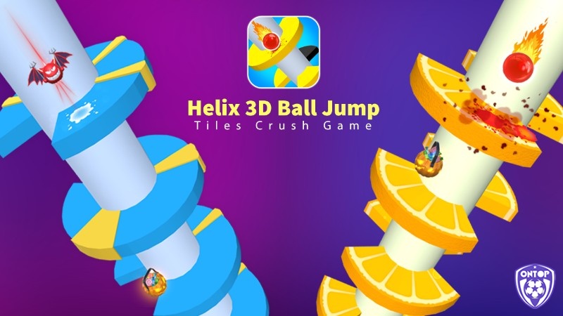 Ảnh giao diện người chơi mới trong game Helix Crush với các nút điều khiển và hướng dẫn cơ bản.