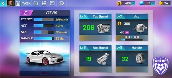 Thông số xe đua trong game Street Racing 3D