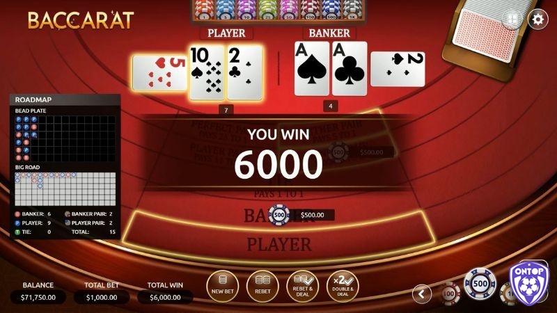 Thắng trong baccarat được xác định thông qua việc so sánh tổng điểm