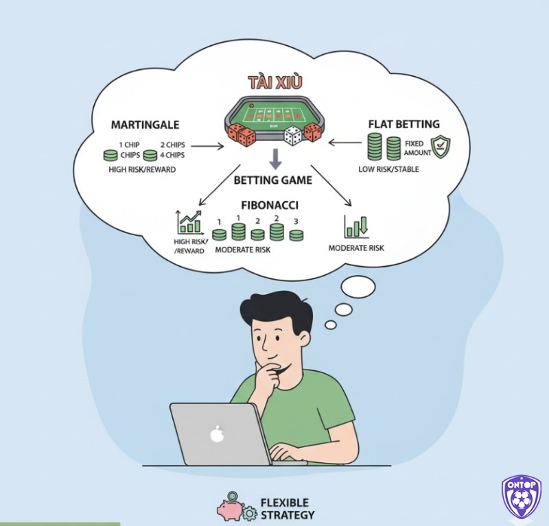 Người chơi cờ bạc áp dụng các phương pháp quản lý vốn Martingale, Fibonacci và Cược cố định vào trò chơi tài xỉu