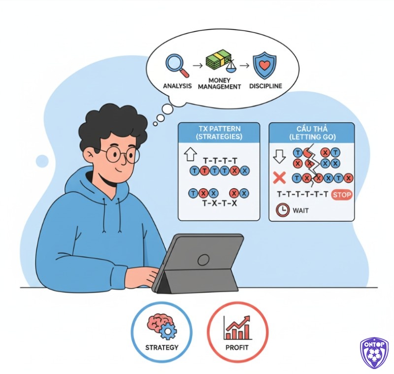 Trong Tài Xỉu, người chơi kết hợp hiệu quả phương pháp bắt cầu và thả cầu để gia tăng cơ hội thắng cược