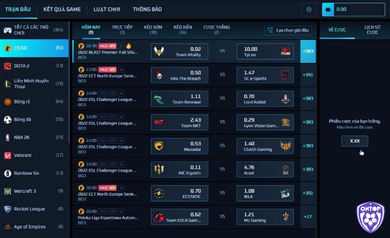 Các dạng kèo cá cược CSGO mà bet thủ thường gặp