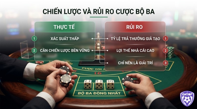 Chiến lược và rủi ro cược bộ ba đồng nhất: xác suất thấp, lợi thế nhà cái cao, tỷ lệ trả thưởng giả tạo, chỉ nên là giải trí